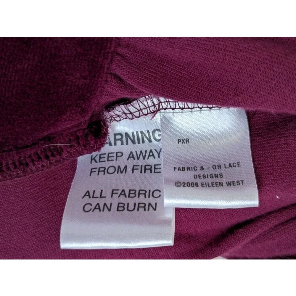 VTG Eileen West Velour Long Robe Womens Large Maroon Belted Stretch Back Lounge